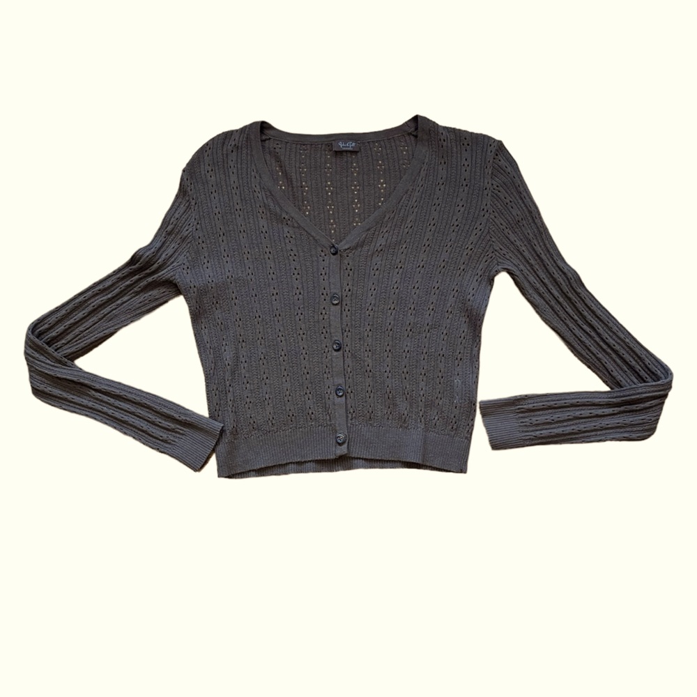 Brandy Melville John Galt Brown Point Elle V Neck Button Up Top
